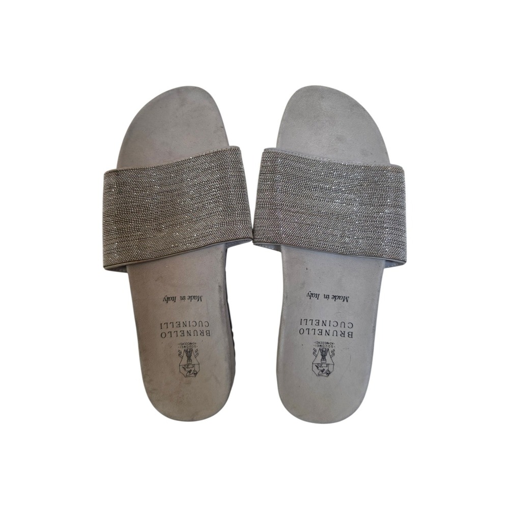 Brunello Cucinelli Suede Monili Bead Embellished Sandals sz EU 36 US 5.5 READ